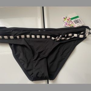 NWT Becca Black Belted Hipster Bikini Bottom NEW